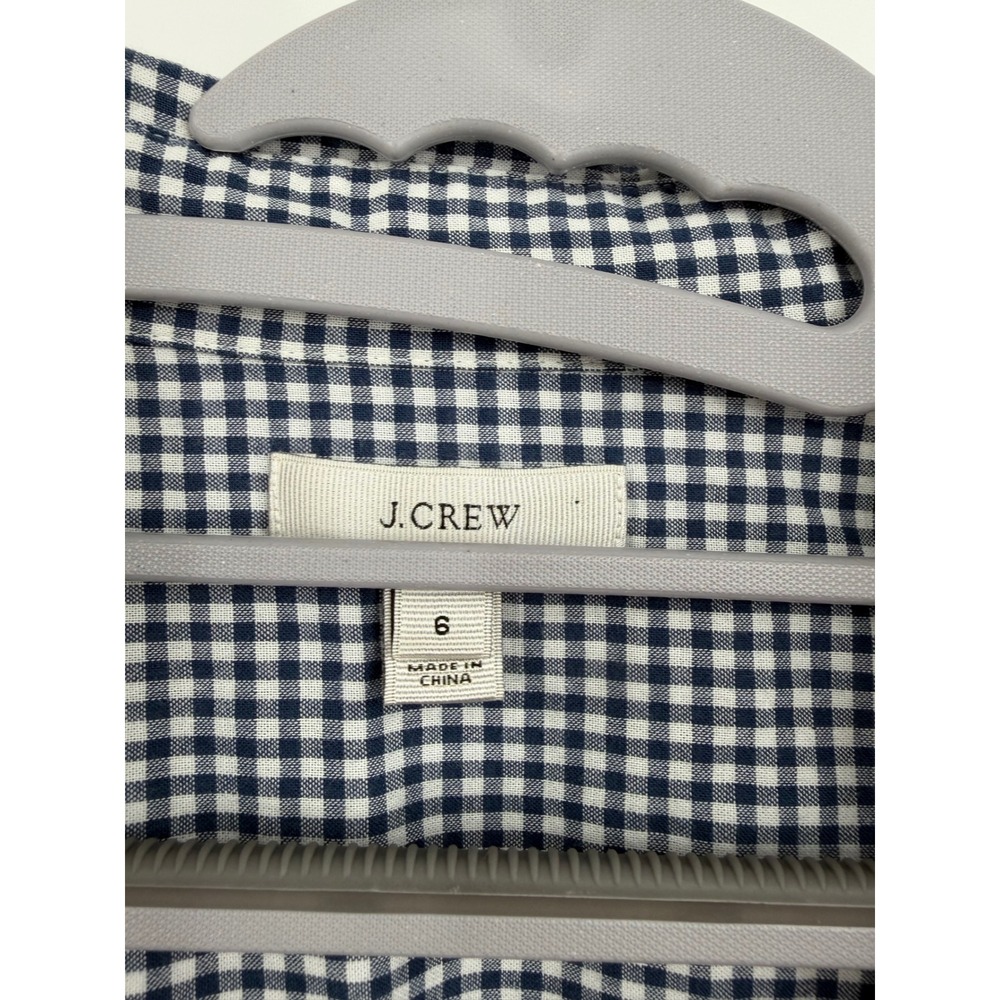 J.Crew Navy Gingham Striped Popover Cotton Shirt‎ Blue White 02795 Womens 6 - Picture 2 of 6
